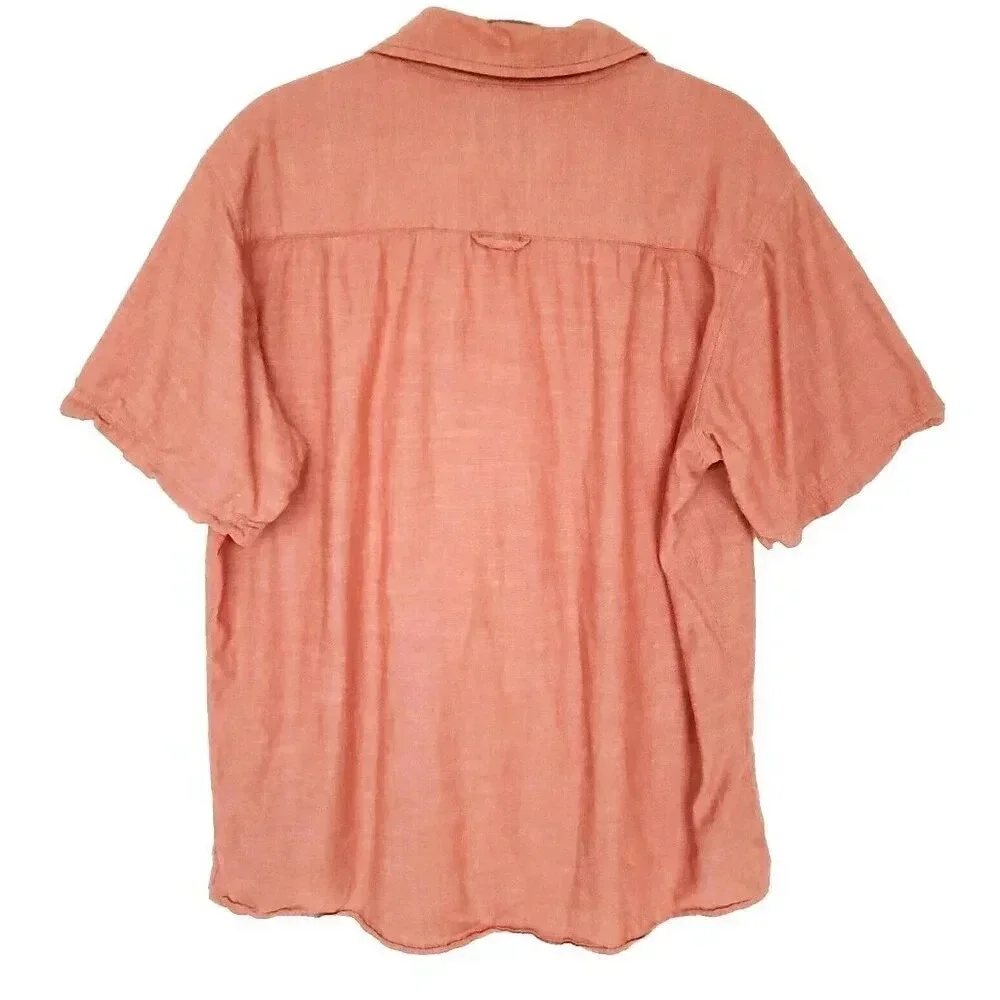 Carhartt Men's Shirt Large Solid Burnt Orange Button Down Pockets Short Sleeve - Picture 2 of 12